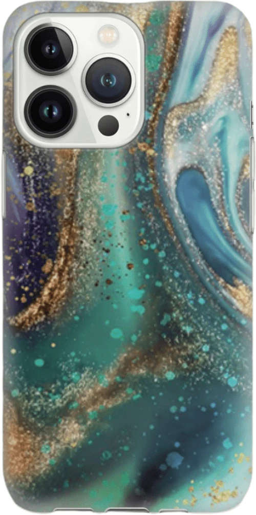 Marble Silicone case Θήκη για Iphone 13 Pro green 4TECH