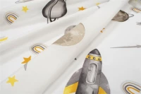 Πάνα Χασέ bebe Space Mission 183 80X80 White-Grey 100% Cotton - -