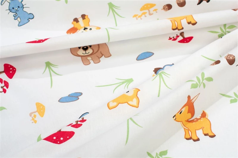 Πάνα Χασέ bebe Forest Animals 570 80X80 White-Sky Blue 100% Cotton - -