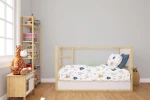Σεντόνια Εμπριμέ Σετ 3 τεμ bebe Rainbow 574 120X160 White-Blue 100% Cotton - -