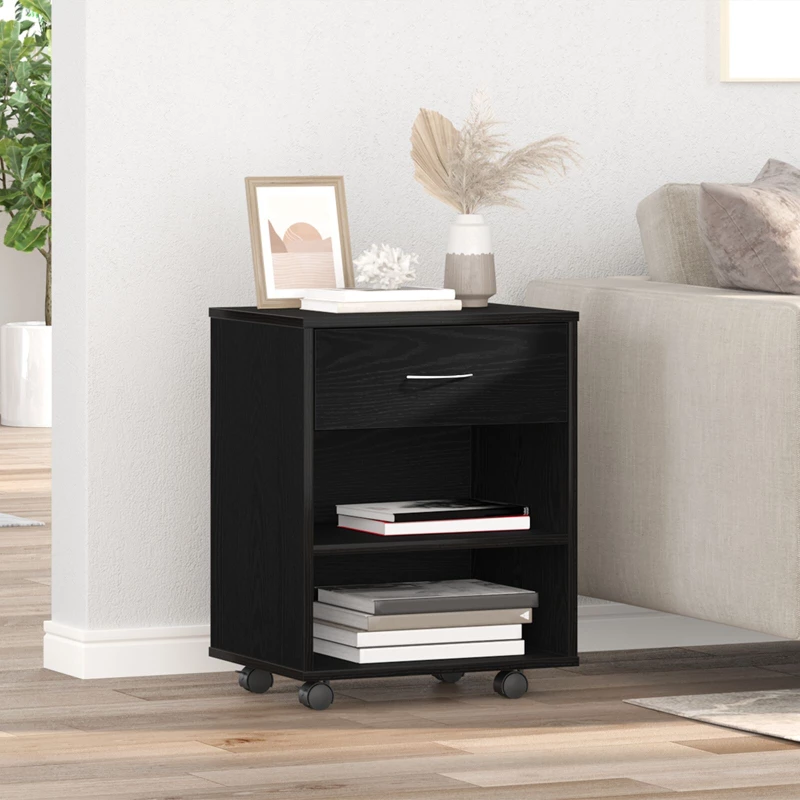 vidaXL Κυλιόμενος Ντουλάπι Μαύρη Δρυς 46x36x59 εκ Επεξεργασμένο Ξύλο