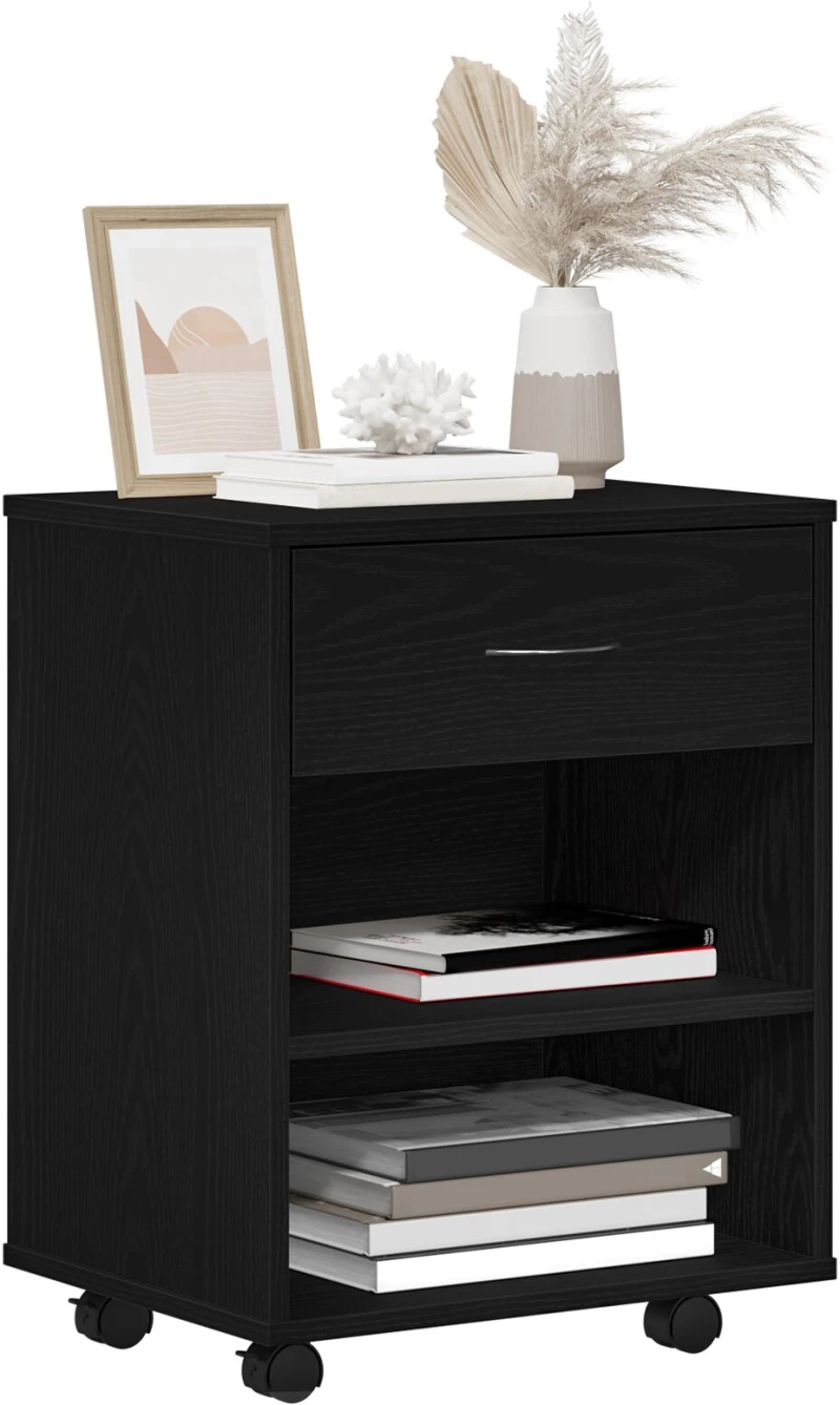 vidaXL Κυλιόμενος Ντουλάπι Μαύρη Δρυς 46x36x59 εκ Επεξεργασμένο Ξύλο