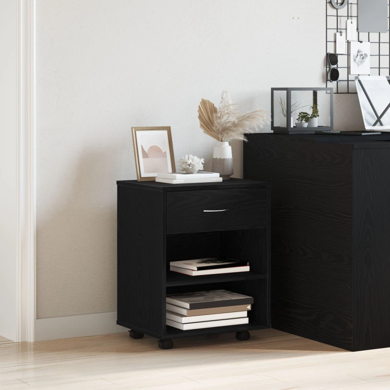 vidaXL Κυλιόμενος Ντουλάπι Μαύρη Δρυς 46x36x59 εκ Επεξεργασμένο Ξύλο