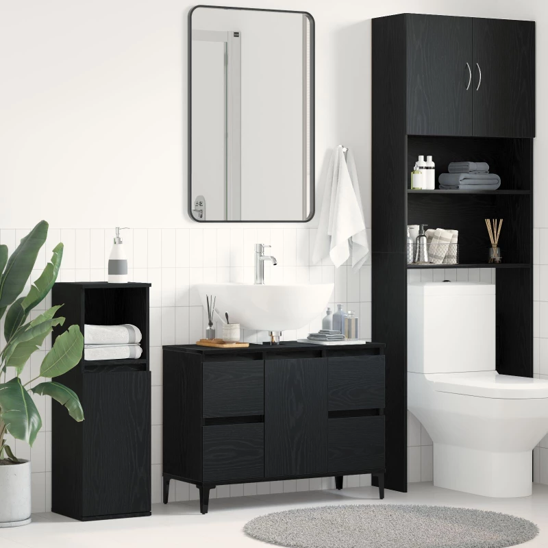 vidaXL Ντουλάπι Νιπτήρος σε Μαύρη Βελανιδιά, 80x33x60 εκ, Επεξεργασμένο Ξύλο