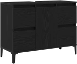 vidaXL Ντουλάπι Νιπτήρος σε Μαύρη Βελανιδιά, 80x33x60 εκ, Επεξεργασμένο Ξύλο