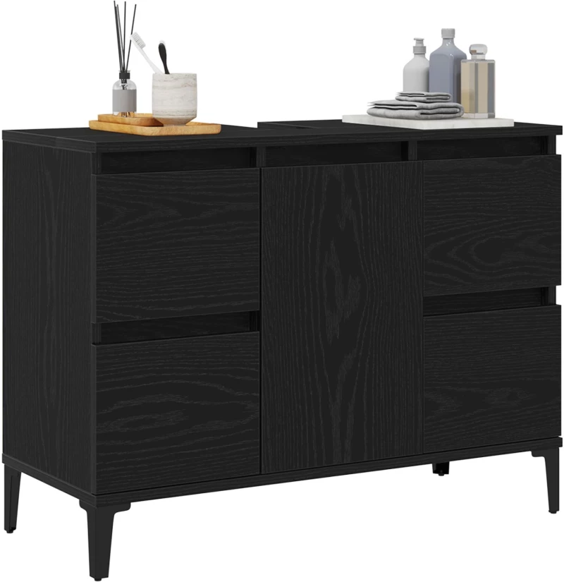 vidaXL Ντουλάπι Νιπτήρος σε Μαύρη Βελανιδιά, 80x33x60 εκ, Επεξεργασμένο Ξύλο