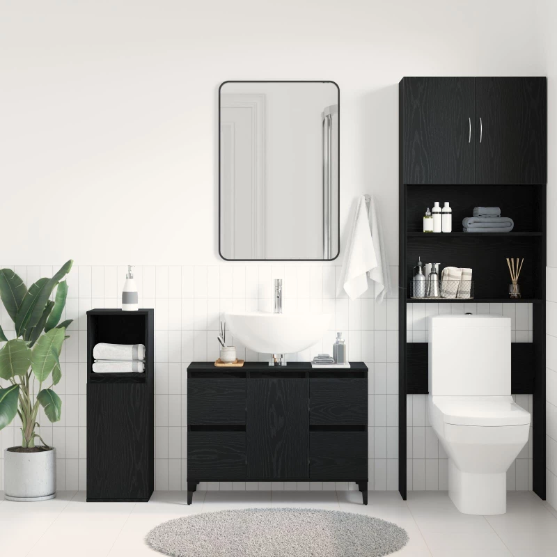 vidaXL Ντουλάπι Νιπτήρος σε Μαύρη Βελανιδιά, 80x33x60 εκ, Επεξεργασμένο Ξύλο