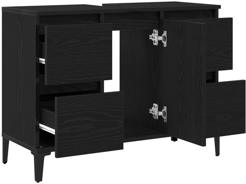vidaXL Ντουλάπι Νιπτήρος σε Μαύρη Βελανιδιά, 80x33x60 εκ, Επεξεργασμένο Ξύλο