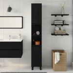 αρμόδιος νιπτήρας μπάνιου vidaXL Μαύρο Δρυς 30x30x190 εκ Επεξεργασμένο ξύλο