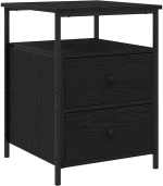 vidaXL Κομοδίνο Μαύρο Δρύινο 44x45x60 εκ Ξύλο MDF και Ατσάλι