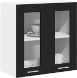 vidaXL Κρεμαστό Γυάλινο Ντουλάπι σε Μαύρη Δρυς - 60x31x60 εκ.