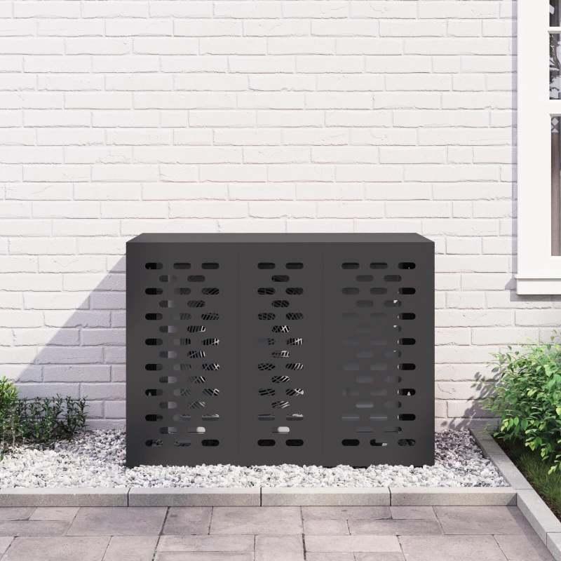 vidaXL Κάλυμμα Κλιματιστικού Μαύρο 110x50x80 εκ Ατσάλι