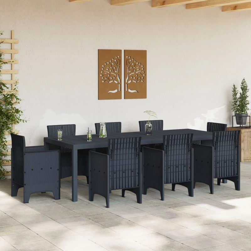 vidaXL Κήπος Τραπέζι Ανθρακί 250x100x73 εκ. Πολυ Ράτταν