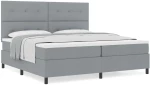 vidaXL Κρεβάτι Box Spring με Στρώμα Γκρι 200x200 εκ. Υφάσματος