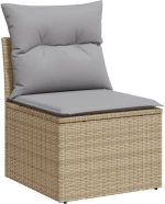 vidaXL Σετ κήπου 6 τεμαχίων με μαξιλάρια Μπεζ από Poly Rattan