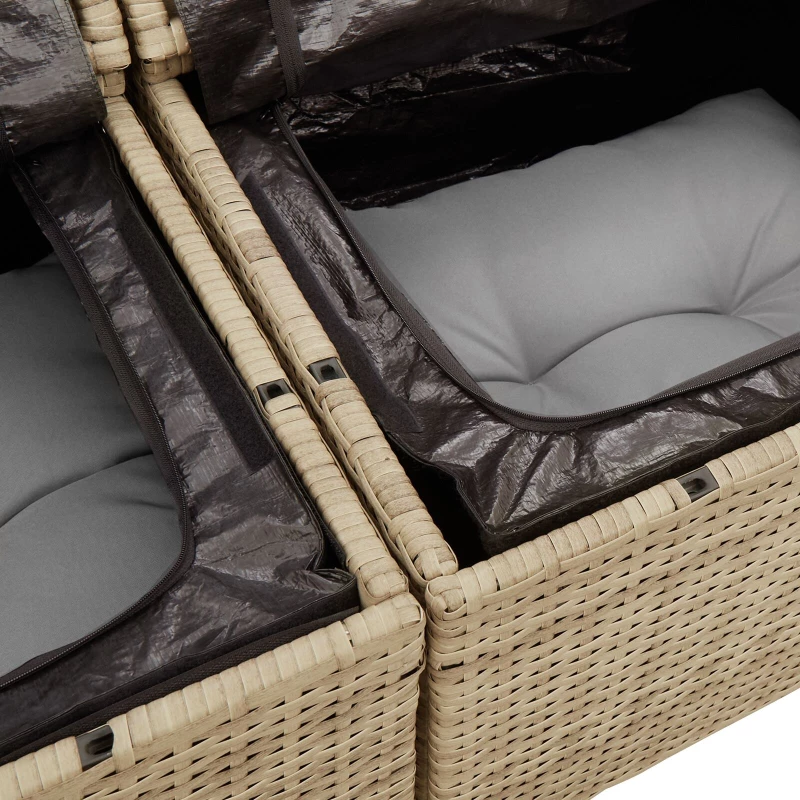 vidaXL Σετ κήπου 6 τεμαχίων με μαξιλάρια Μπεζ από Poly Rattan
