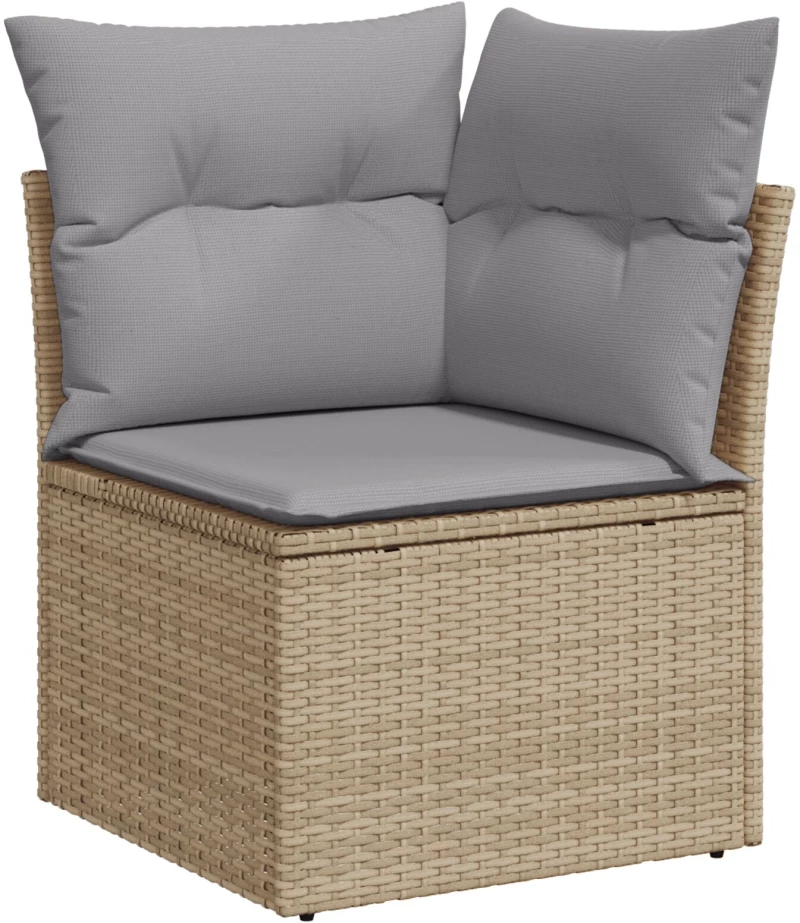 vidaXL 9 τεμαχίων σετ καναπέ κήπου με μαξιλάρια μπεζ πολυρατάν