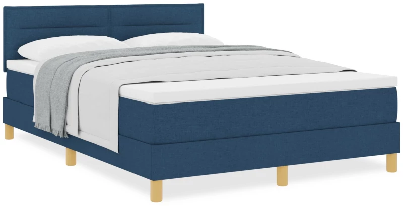 vidaXL Κρεβάτι με Στρώμα Μπλε 140x190 cm Ύφασμα