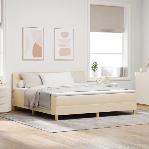 vidaXL Κρεβάτι με Ελατήριο με Μαξιλάρι Κρεμ 180x200 εκ Ύφασμα