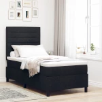 vidaXL Κρεβάτι Box Spring με Ματράζ Μαύρο 100x200 cm Ύφασμα