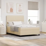 vidaXL Κρεβάτι με κουβέρτα μπεζ 140x200 εκ. ύφασμα