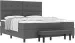 vidaXL Box Spring Κρεβάτι με Στρώμα & Πάγκο Σκούρο Γκρι 180x200 εκ. Ύφασμα