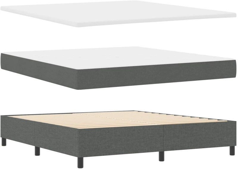 vidaXL Box Spring Κρεβάτι με Στρώμα & Πάγκο Σκούρο Γκρι 180x200 εκ. Ύφασμα