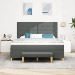 vidaXL Box Spring Κρεβάτι με Στρώμα & Πάγκο Σκούρο Γκρι 180x200 εκ. Ύφασμα
