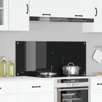 vidaXL Πλακάκι Κουζίνας Μαύρο 120x50x0.6 εκ Γυαλί Ανθρακωμένο