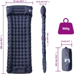 vidaXL Στρώμα Κάμπινγκ Αυτοφούσκωτο Μονό με Μαξιλάρι Γκρι