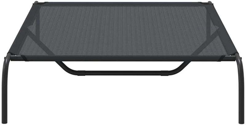 vidaXL Ανυψωμένο κρεβάτι σκύλου Μαύρο 130x80x20 cm Textilene ατσάλι