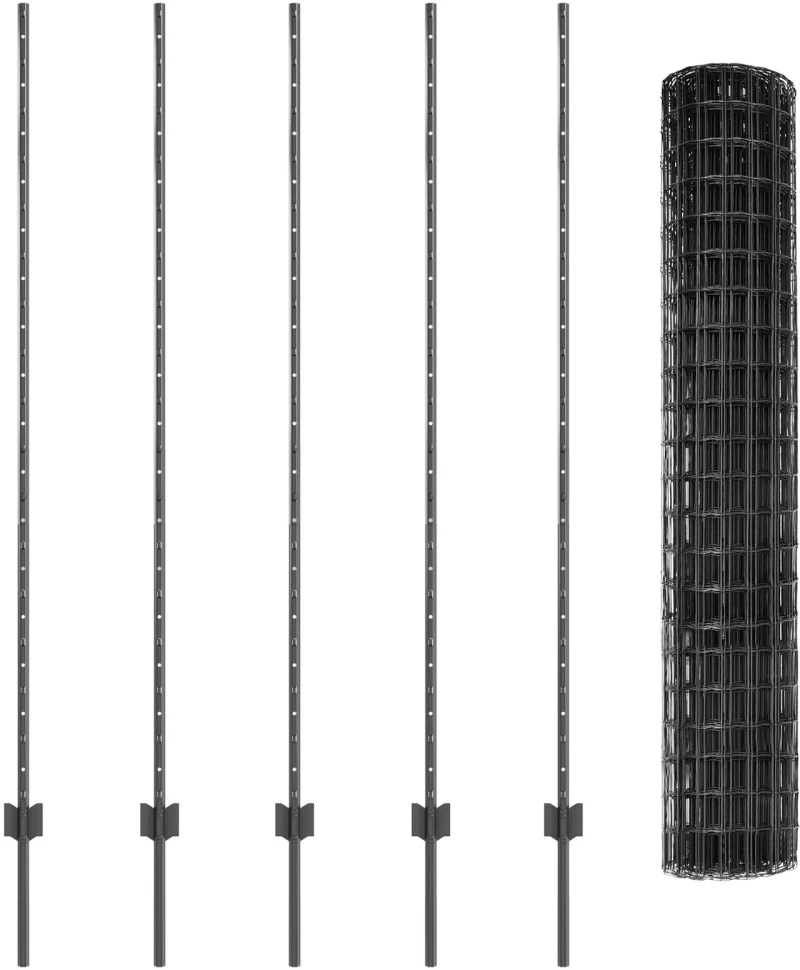 vidaXL Ευρωπαϊκό Φράχτη με 10 Στυλίδια Γκρι 1,6x10 μ Ατσάλι