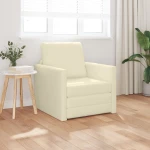 vidaXL Πολυθρόνα Δαπέδου 2 σε 1 Κρεμ 74x77x81 εκ. Τεχνητό Δέρμα