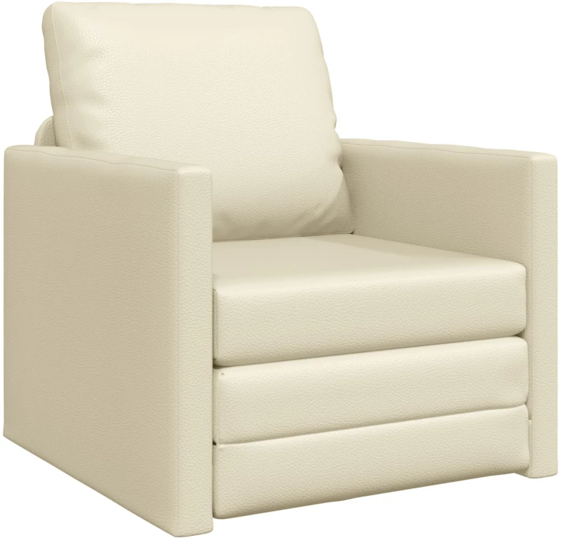 vidaXL Πολυθρόνα Δαπέδου 2 σε 1 Κρεμ 74x77x81 εκ. Τεχνητό Δέρμα