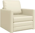 vidaXL Πολυθρόνα Δαπέδου 2 σε 1 Κρεμ 74x77x81 εκ. Τεχνητό Δέρμα