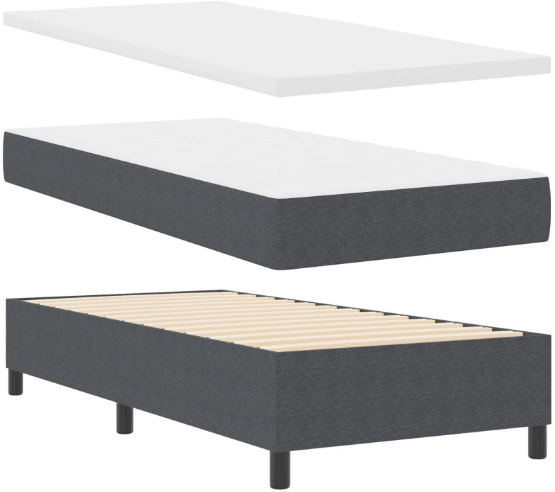 vidaXL Κρεβάτι Box Spring με Στρώμα Σκούρο Γκρι 100x200 εκ. Βελούδο