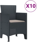 vidaXL Σετ Τραπεζαρίας Κήπου 11 Τεμαχίων με Μαξιλάρια Ανθρακί Πολυρατάν