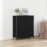 vidaXL Μπουφές Μαύρη Καρυδιά 70x30x80 εκ. Επεξεργασμένο Ξύλο και Χάλυβας