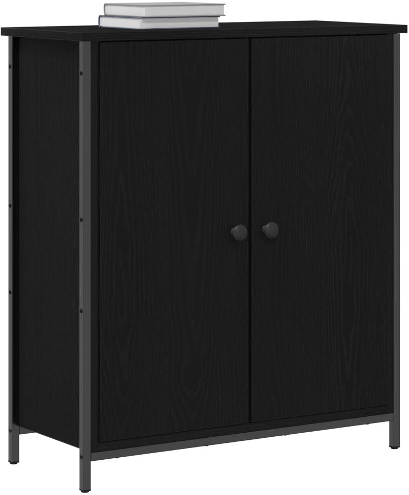 vidaXL Μπουφές Μαύρη Καρυδιά 70x30x80 εκ. Επεξεργασμένο Ξύλο και Χάλυβας