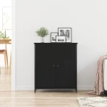 vidaXL Μπουφές Μαύρη Καρυδιά 70x30x80 εκ. Επεξεργασμένο Ξύλο και Χάλυβας
