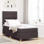 vidaXL Κρεβάτι με Βάση με Στρώμα Σκούρο Καφέ 100x200 εκ. Ύφασμα
