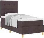 vidaXL Κρεβάτι με Βάση με Στρώμα Σκούρο Καφέ 100x200 εκ. Ύφασμα