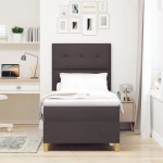 vidaXL Κρεβάτι με Βάση με Στρώμα Σκούρο Καφέ 100x200 εκ. Ύφασμα
