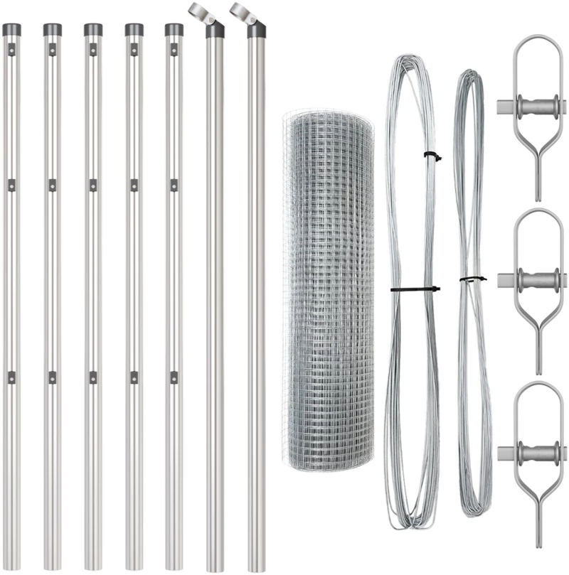vidaXL Φράχτης Welded Wire με 7 Στηρίγματα 0.6x10 μ Γαλβανισμένος Χάλυβας