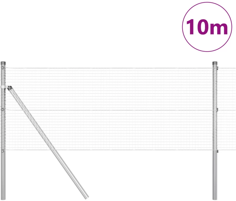 vidaXL Φράχτης Welded Wire με 7 Στηρίγματα 0.6x10 μ Γαλβανισμένος Χάλυβας