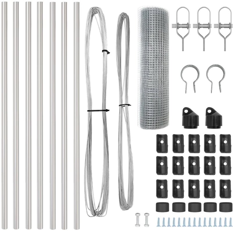 vidaXL Φράχτης Welded Wire με 7 Στηρίγματα 0.6x10 μ Γαλβανισμένος Χάλυβας
