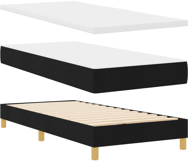 vidaXL Κρεβάτι Box Spring με Στρώμα Μαύρο 80x200 εκ Ύφασμα