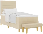 vidaXL Κρεβάτι με Σπαστό Στρώμα & Πάγκο Κρέμ 90x190 cm Ύφασμα