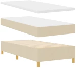 vidaXL Κρεβάτι με Σπαστό Στρώμα & Πάγκο Κρέμ 90x190 cm Ύφασμα