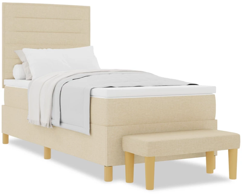 vidaXL Κρεβάτι με Σπαστό Στρώμα & Πάγκο Κρέμ 90x190 cm Ύφασμα